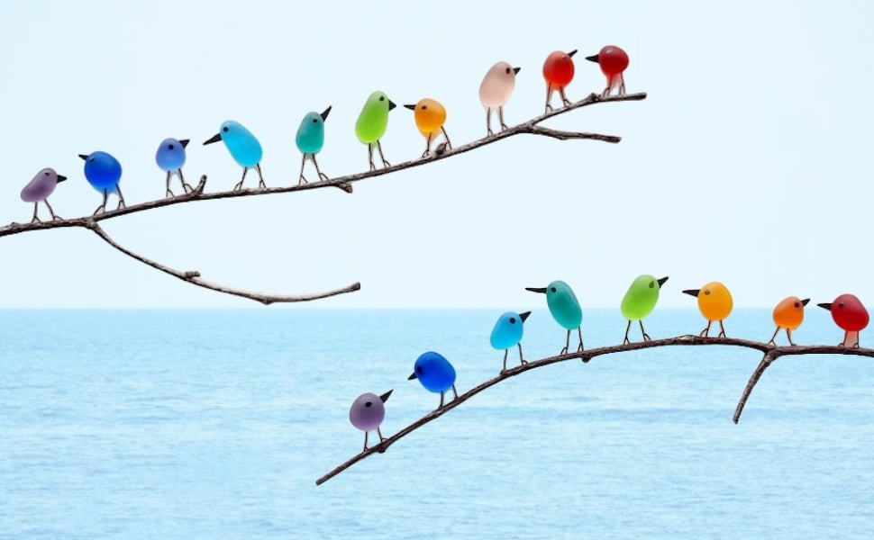 Vibrant Glass Bird Decoration - Natural Tree Branch Design