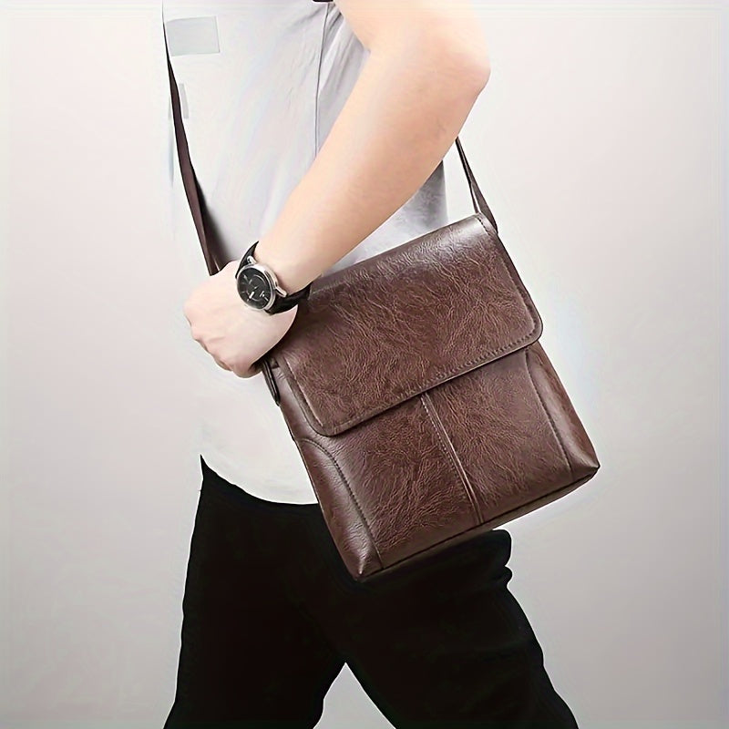 Classic Brown Leather Crossbody Bag for Men