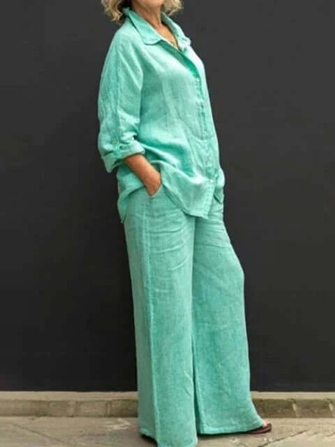 Women's Casual Blouse & Loose Fit Pants - Luxivelle