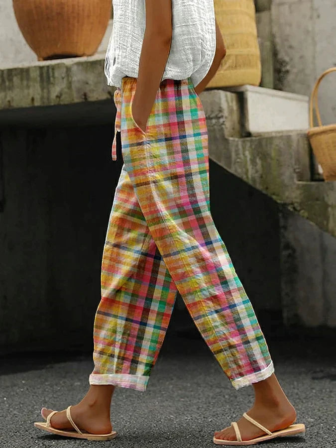 Relaxed Fit Plaid Trousers - Luxivelle