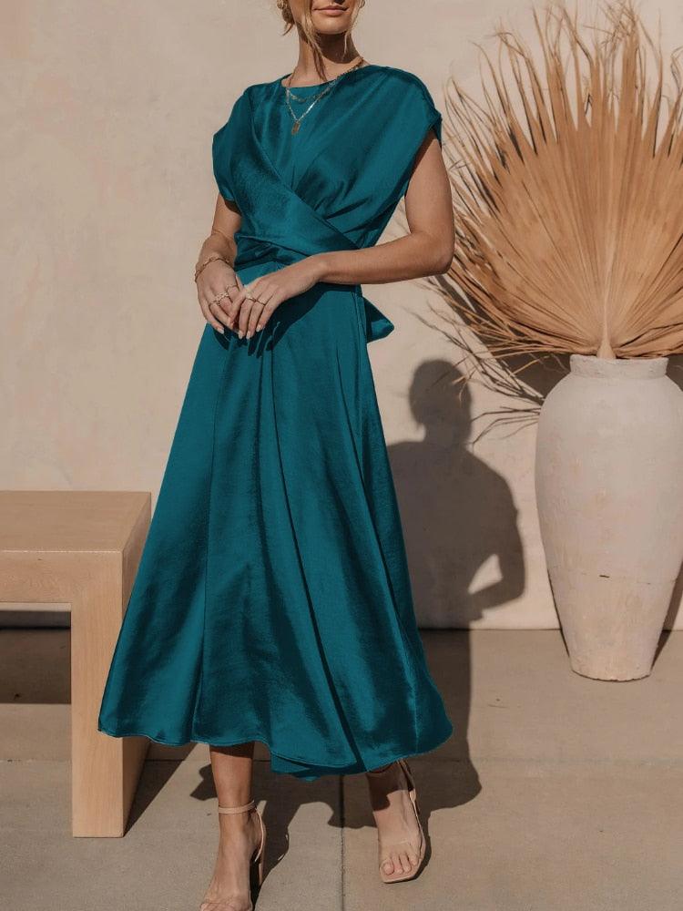 Luxurious Floral Knee Length Dress for Ladies