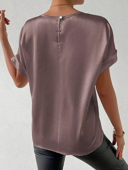 Soft Short Sleeve Women's Cotton Blouse Top