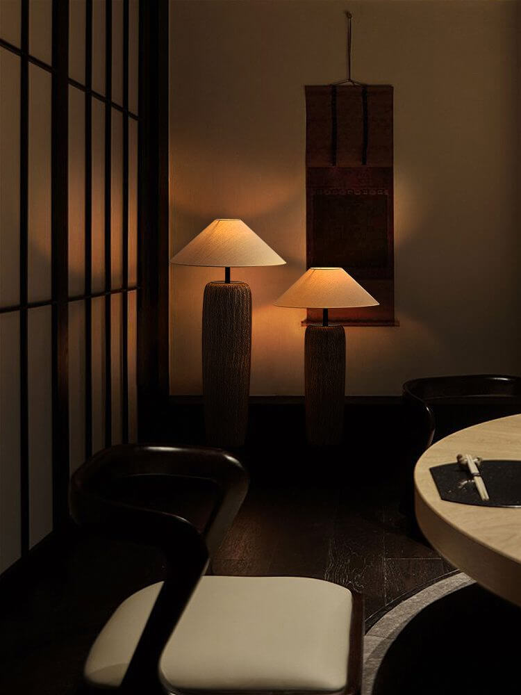 Traditional Wooden Table Lamp with Metal Details