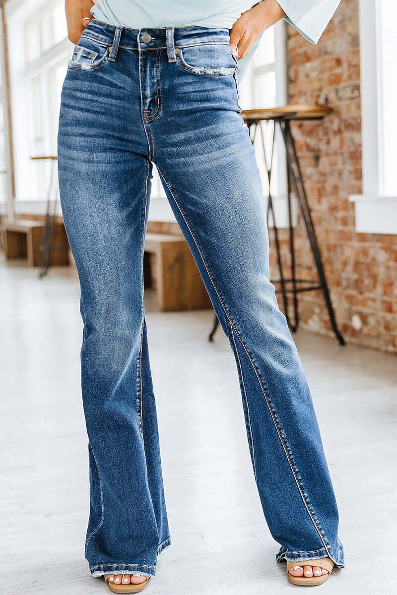 Ladies' Fit High Waist Wide Leg Jeans - Luxivelle