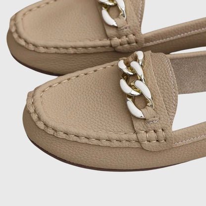 Ladies Comfortable Slip-On Loafers With Metal Detail