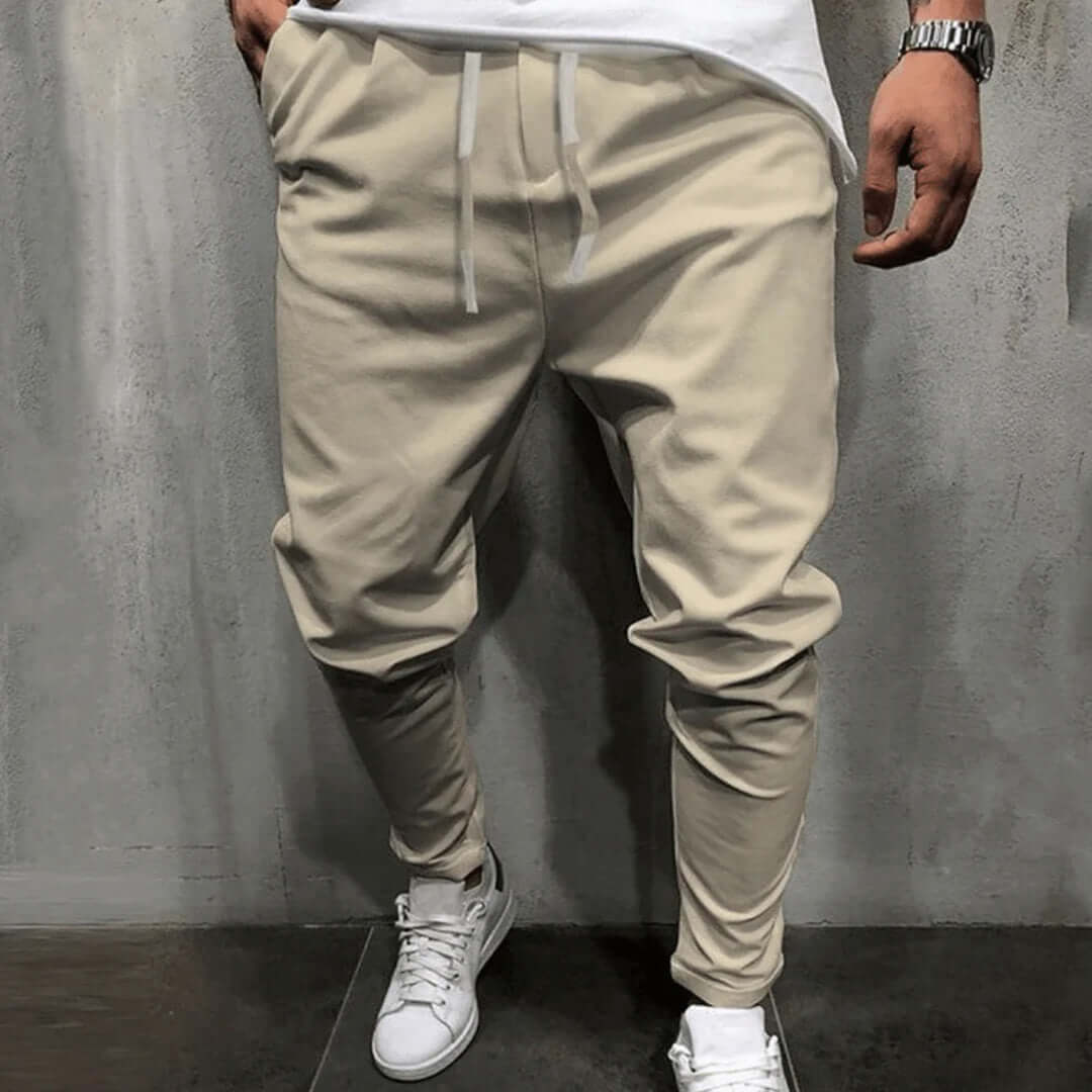 Slim Fit Men's Jogger Pants - Elastic Waistband