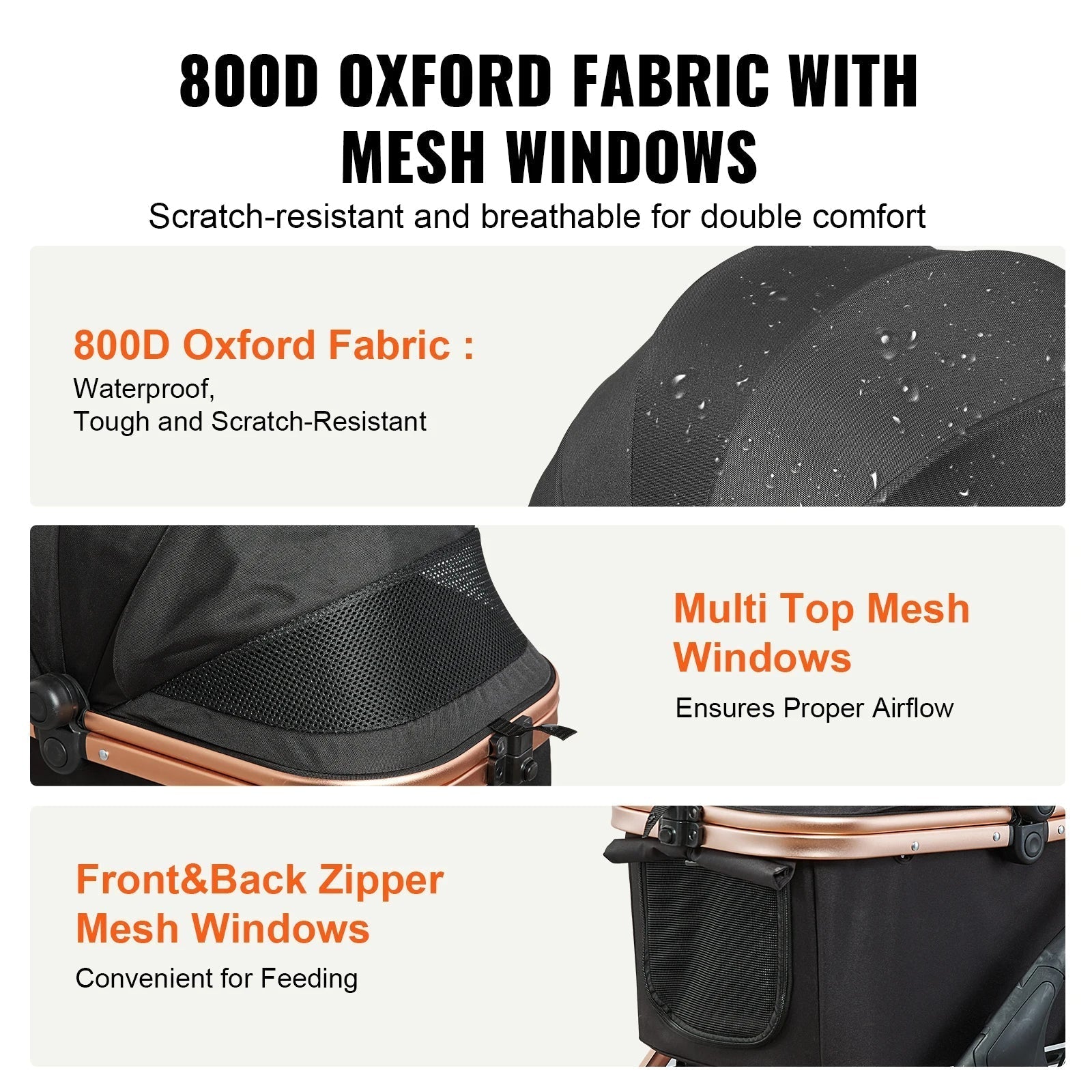 Easy-Fold dog stroller with detachable basket, breathable mesh panels, and rear wheel brakes for small dogs.