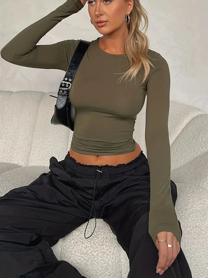 Ladies' Fit Crew Neck Long Sleeve Shirt