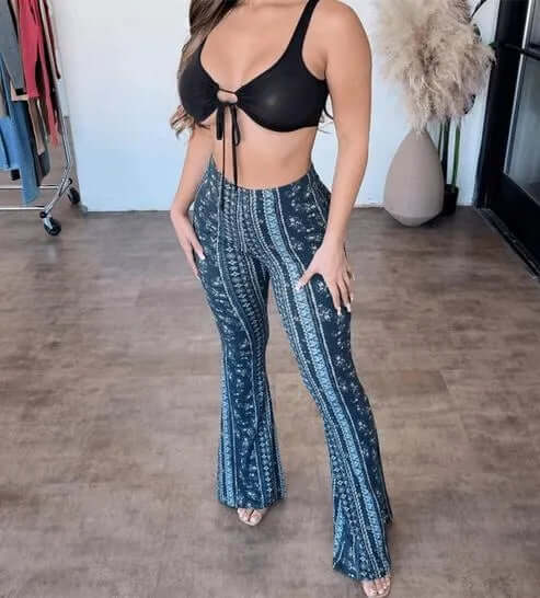 Fashionable Wide Leg Printed Pants
