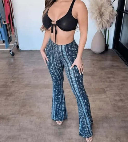 Fashionable Wide Leg Printed Pants