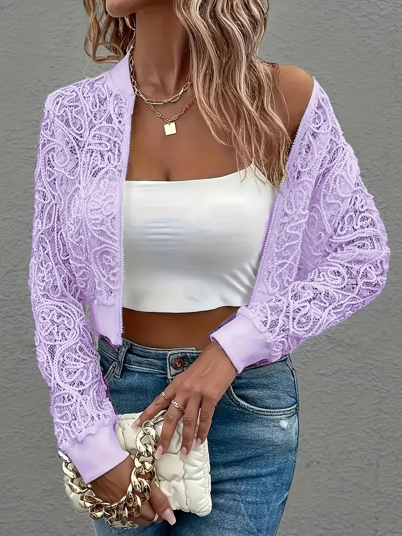 Short Embroidered Women's Bomber Jacket