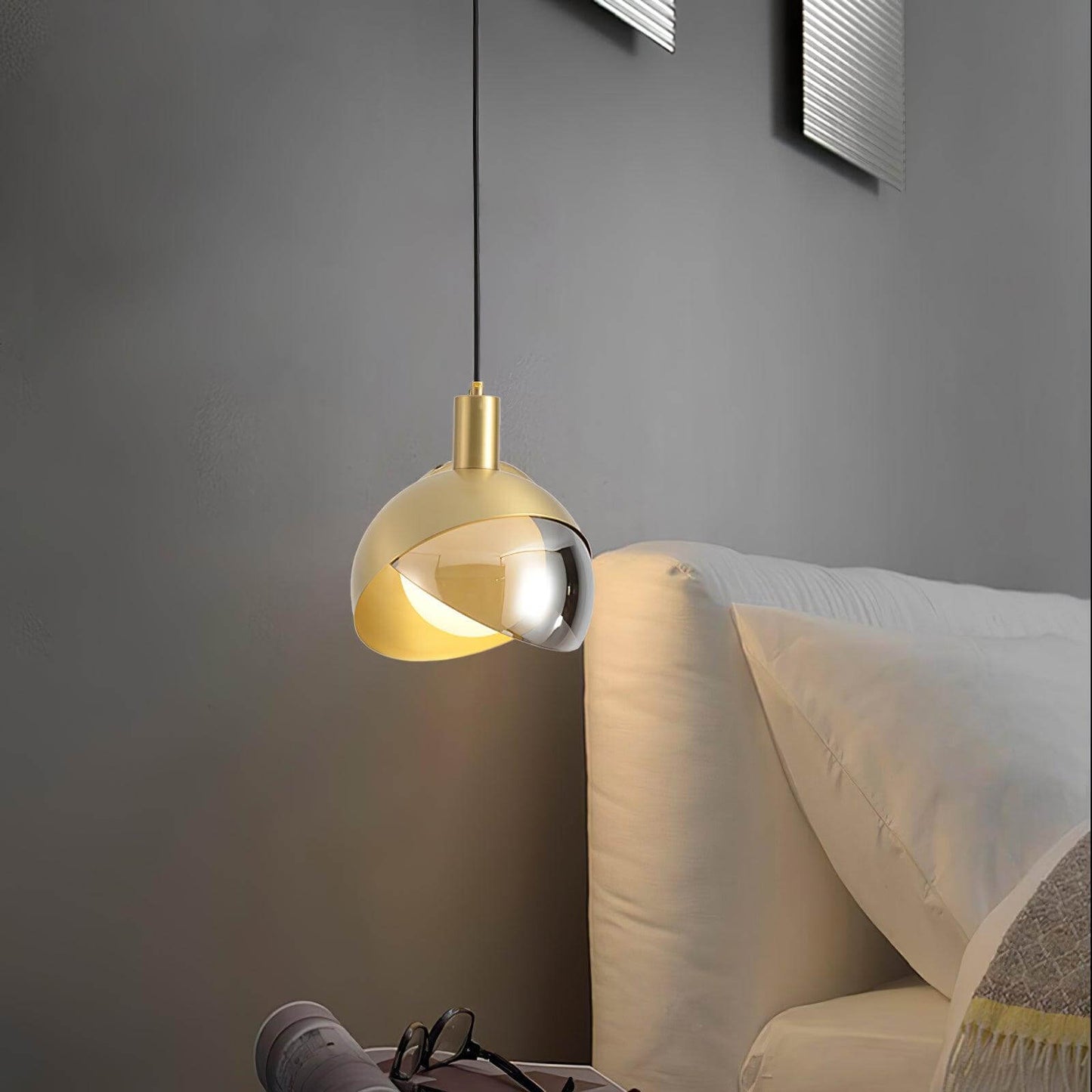 Customizable Chrome Hanging Lamp with Clear Glass Shade
