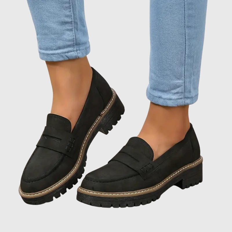 Ladies Thick Leather Slip On Shoes