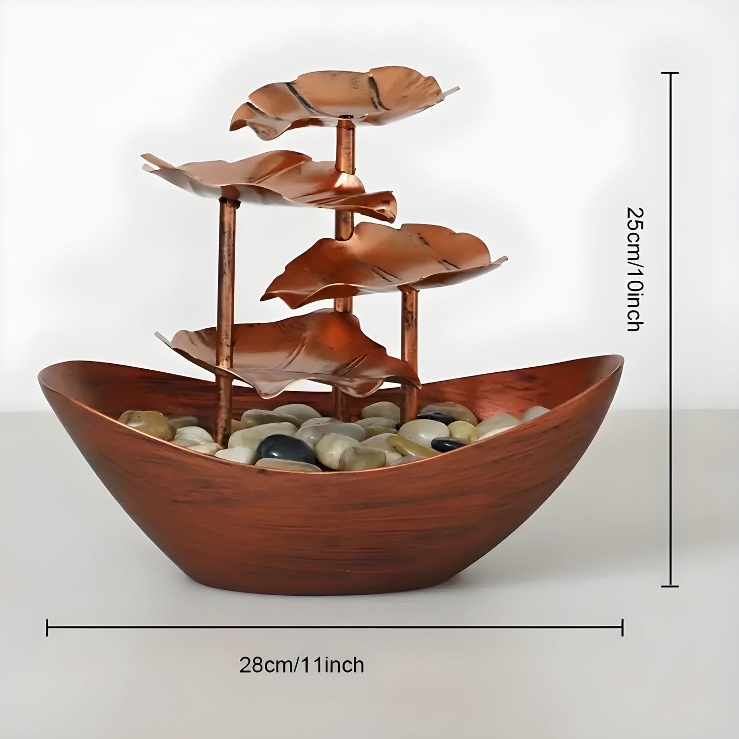 Classic Metal Leaf Table Fountain with LED Light