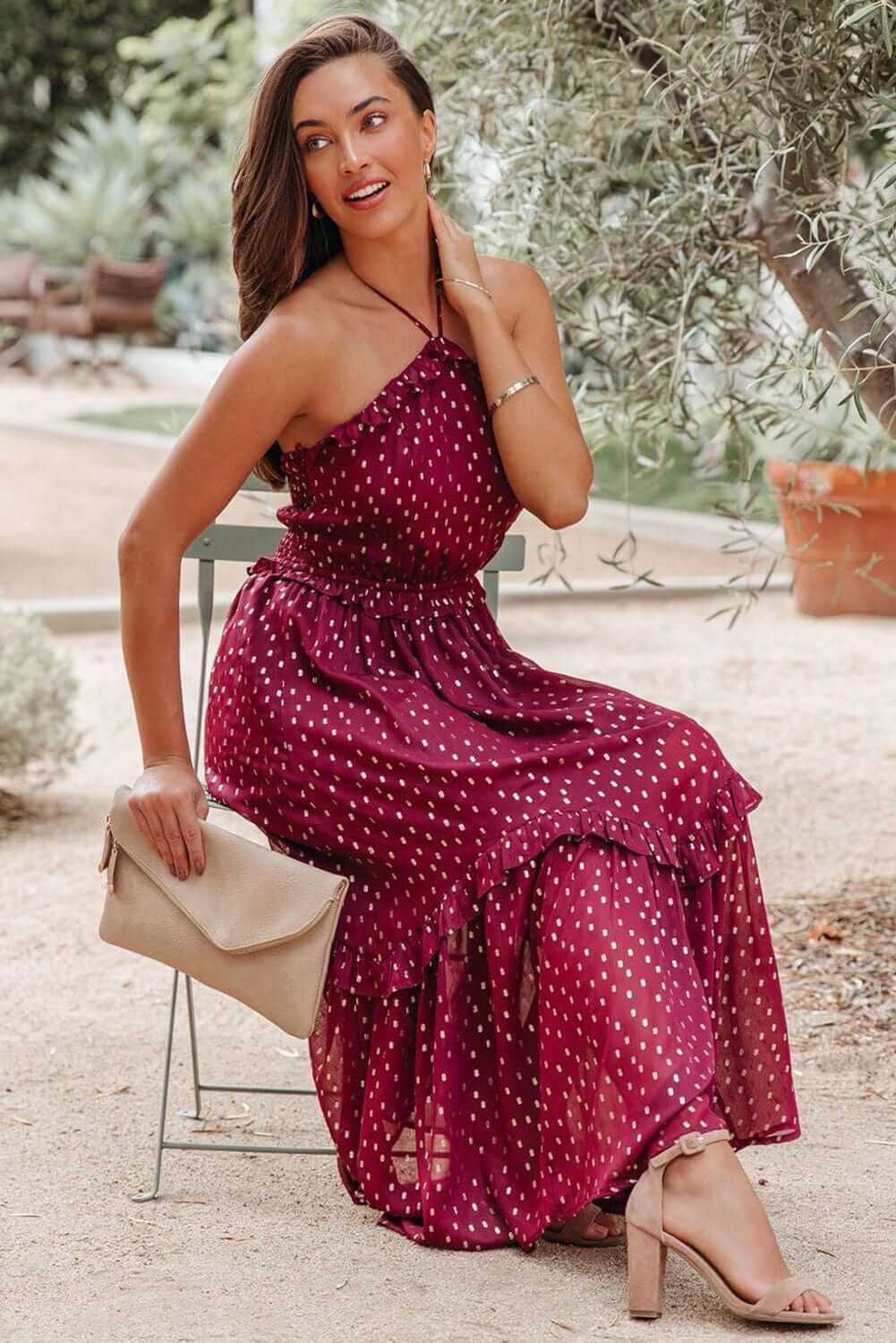 Spot Print Long Summer Dress - Luxivelle