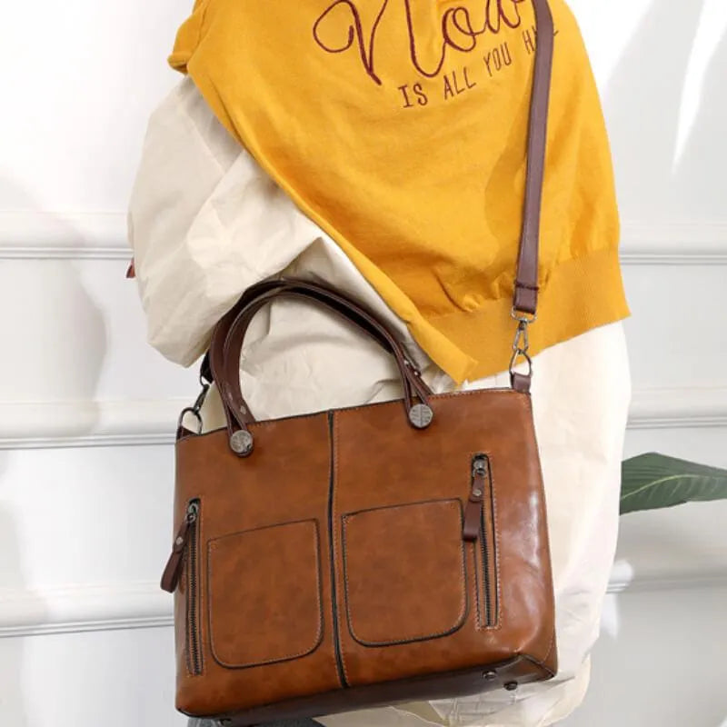 Classic Ladies Genuine Leather Tote Bag