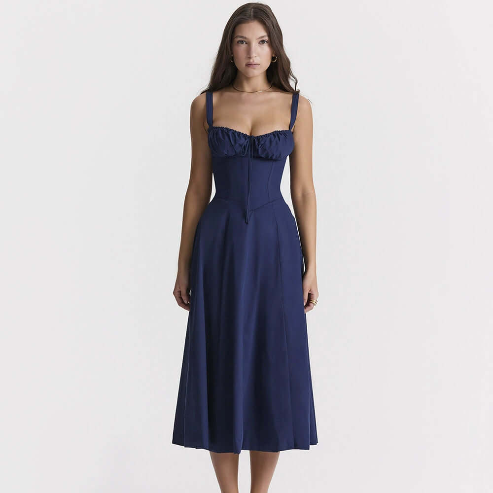 Ladies' Fit Waist Midi Dress with High Slit