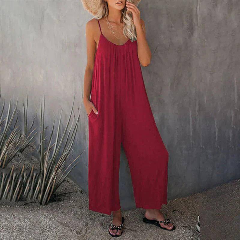 Casual Summer Sleeveless Jumpsuit with Pockets - Luxivelle