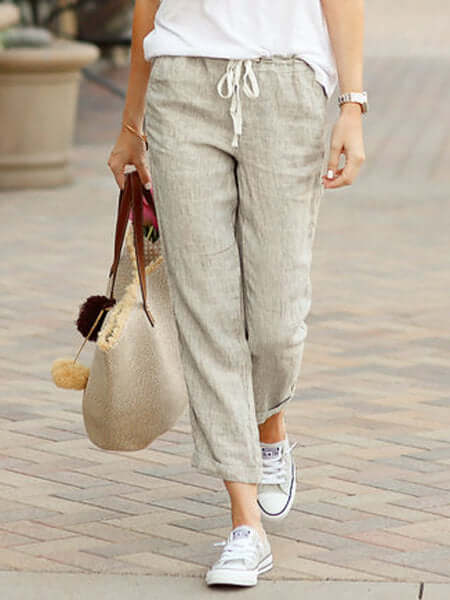 Comfortable Elastic Waist Women's Ankle Trousers