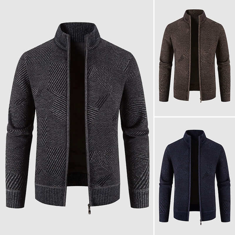 Men's Patterned Knit Sweater Coat