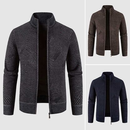 Men's Patterned Knit Sweater Coat