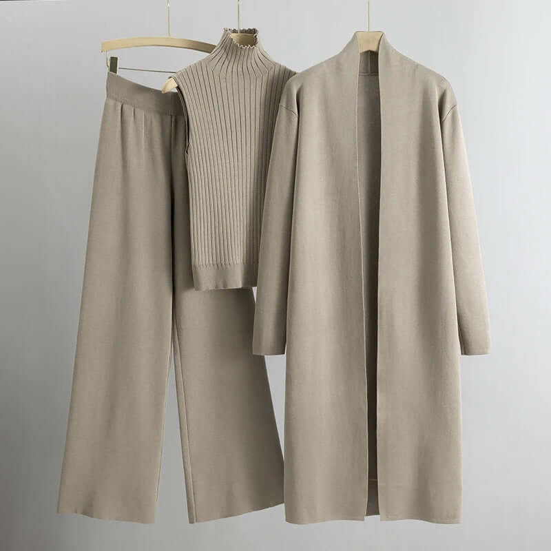 Cozy Women's 3-Piece Sweater Set with Cardigan - Luxivelle