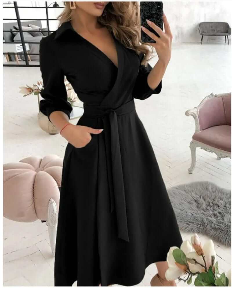 Ladies' Chic Long Sleeve Midi Dress