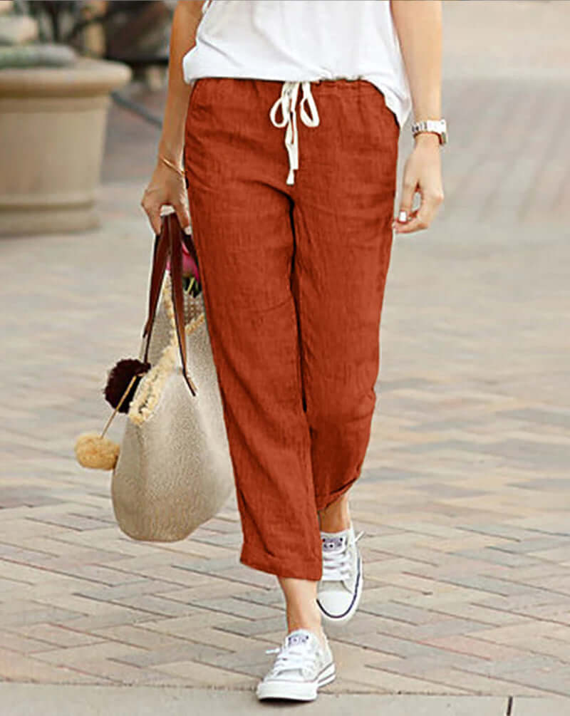Comfortable Elastic Waist Women's Ankle Trousers