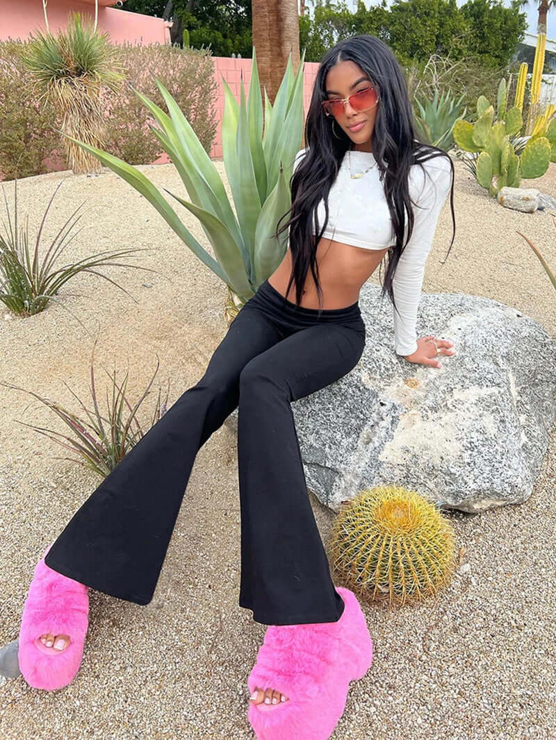 Womens Comfort Fit Wide Leg Pants