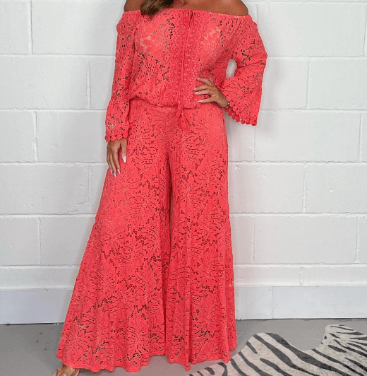 Relaxed Fit Crochet Two Piece Outfit Set