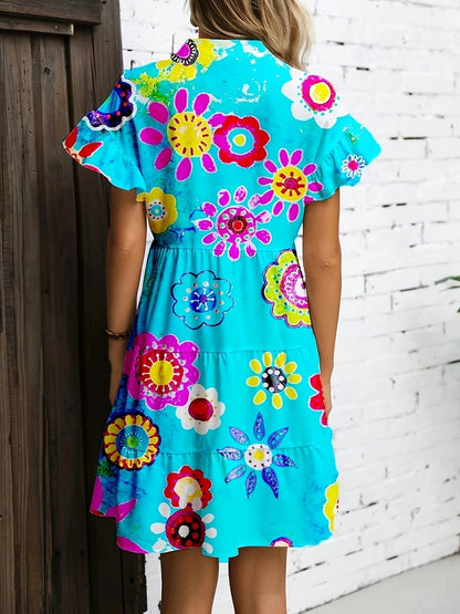 Beautiful Floral Floor Length Evening Dress