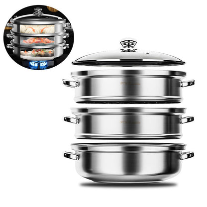 Easy 3 Tier Food Steamer Stainless Steel Cooker