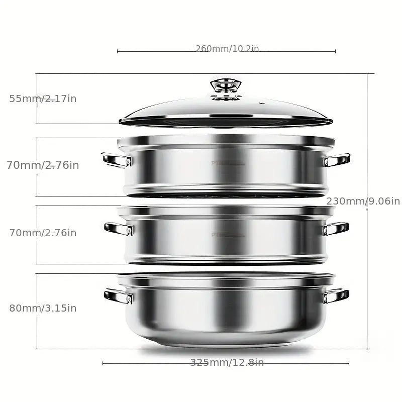 Easy 3 Tier Food Steamer Stainless Steel Cooker