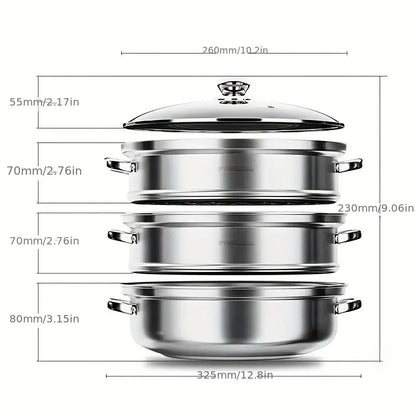 Easy 3 Tier Food Steamer Stainless Steel Cooker