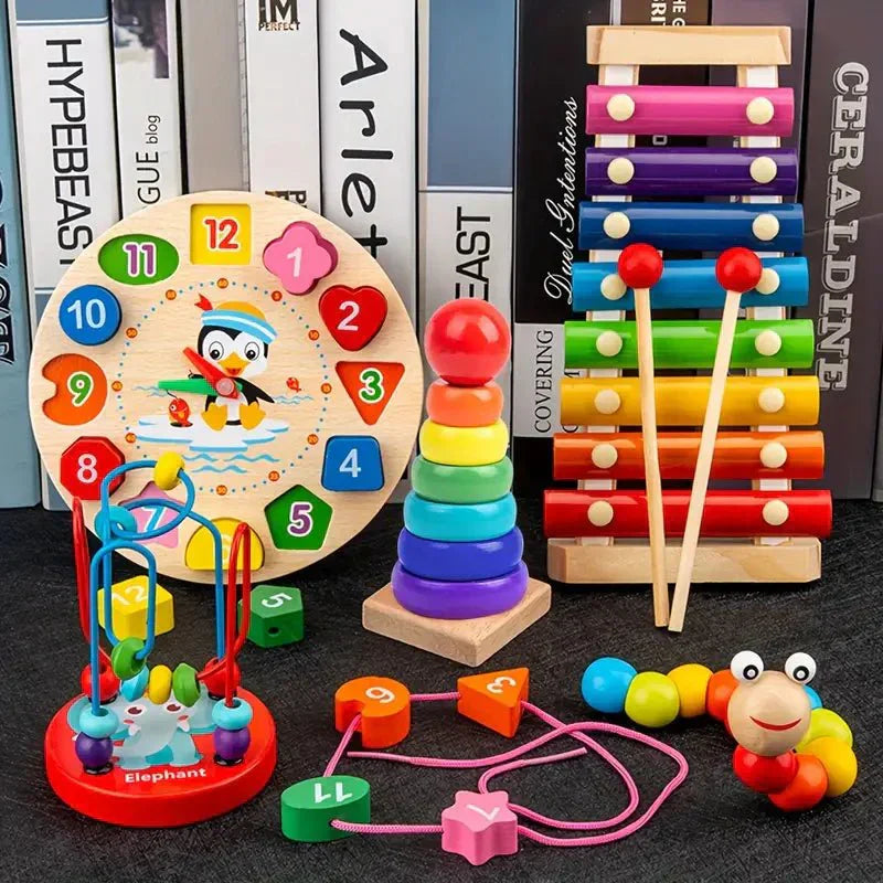Educational Wooden Baby Playset 5 Piece Learning Set - Luxivelle