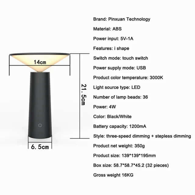 Rechargeable Portable Desk Light with Control