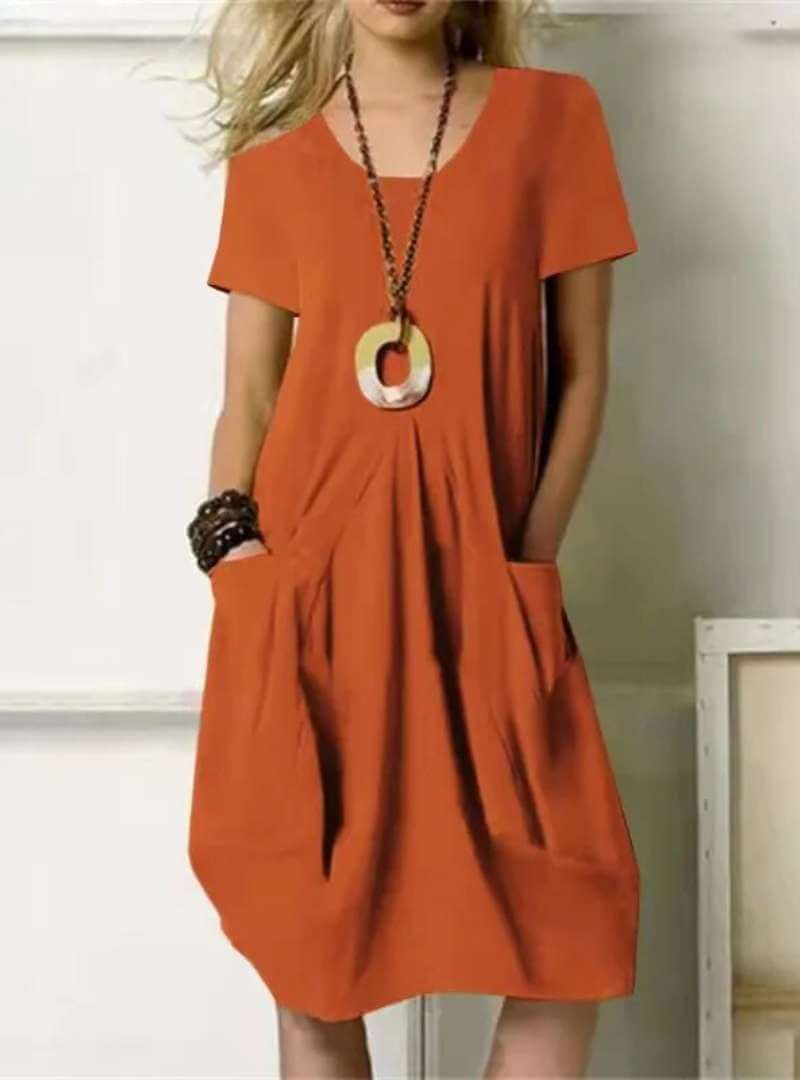 Comfy Knee Length Sundress with Pockets - Luxivelle