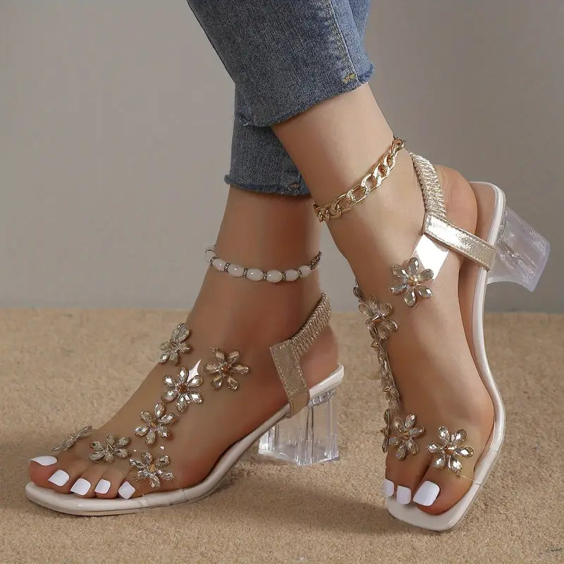 Women's Glamorous Gemstone High Heel Sandals