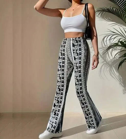 Fashionable Wide Leg Printed Pants