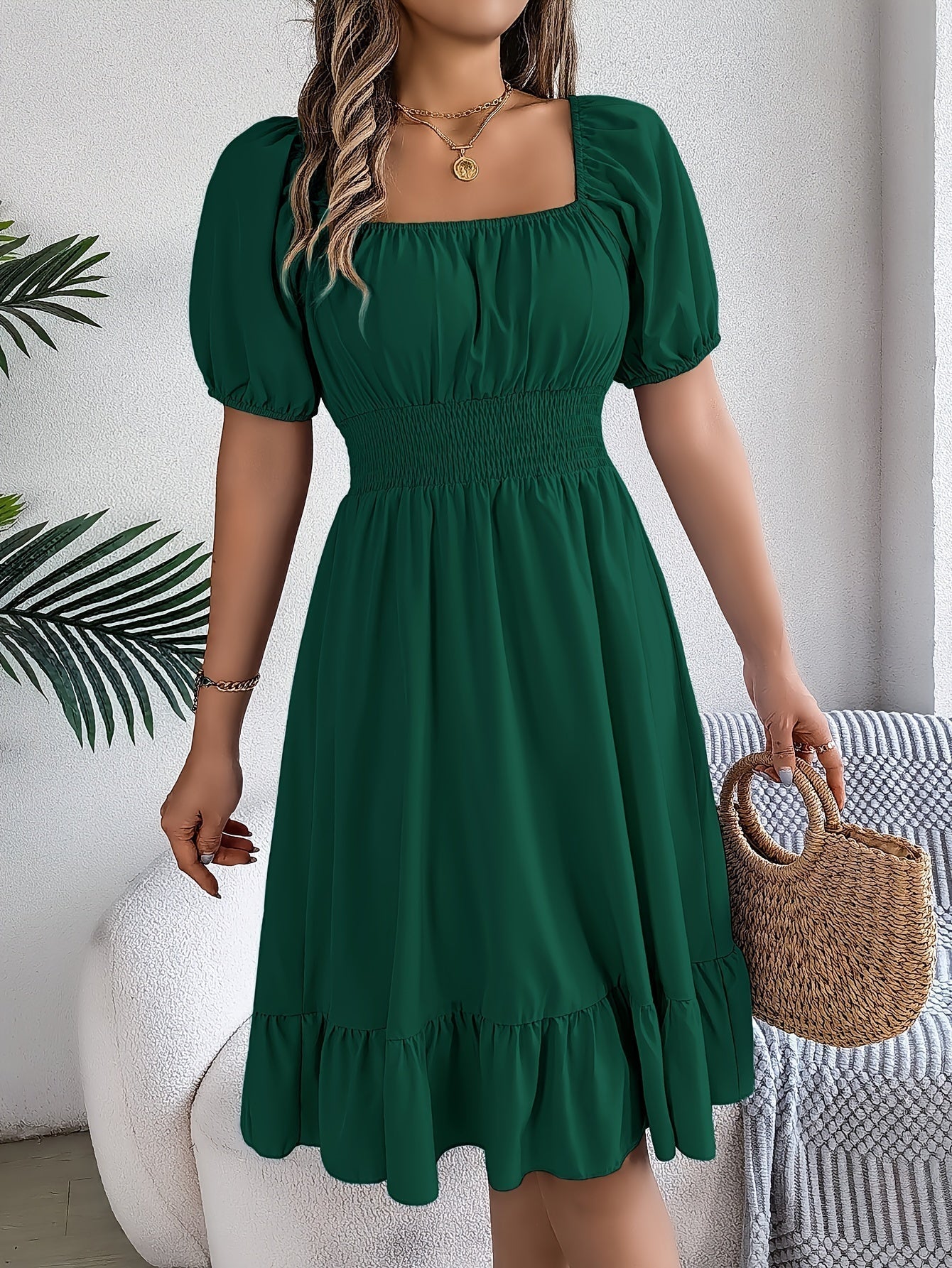 Beautiful Ruffle Sleeve Women's Dress