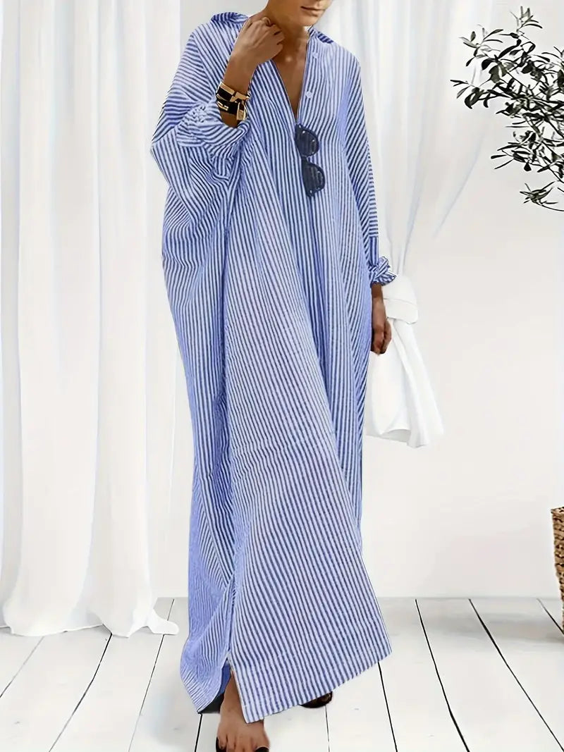 Lightweight Women's Summer Maxi Sundress with Stripes