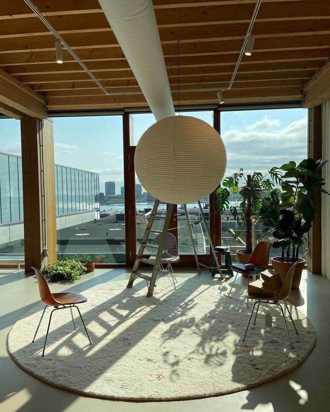 Simple White Cotton Shade Pendant Light with Metal Frame