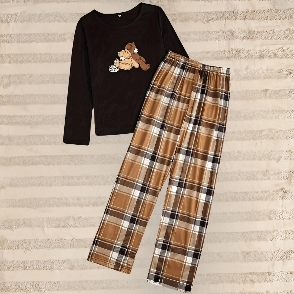 Classic Fit Blouse and Plaid Pants Set - Luxivelle