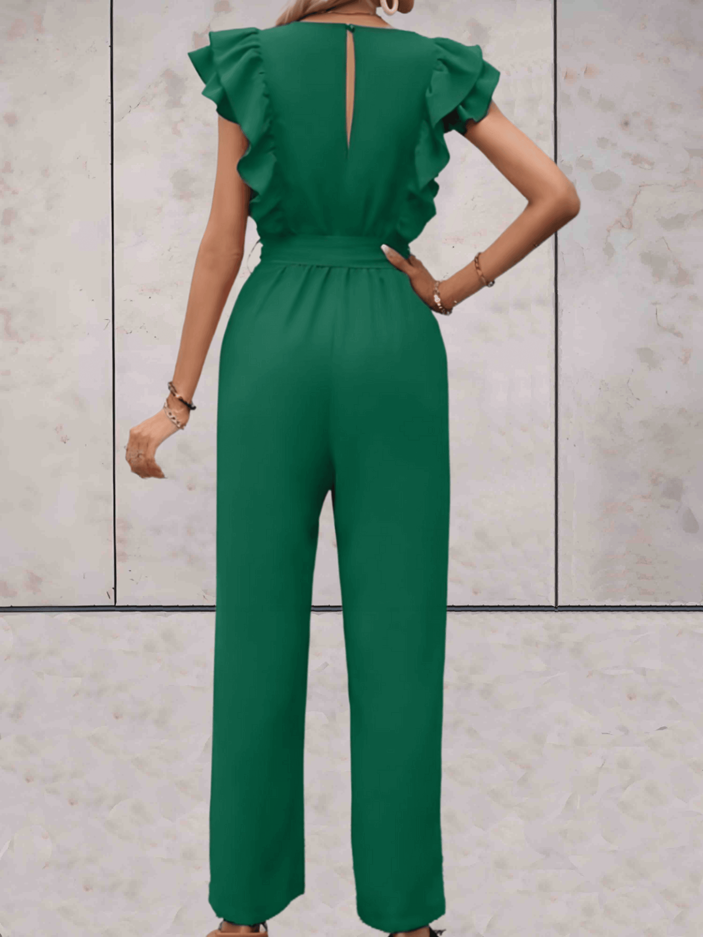 Chic Flare Sleeve V-Neck Romper