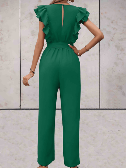 Chic Flare Sleeve V-Neck Romper