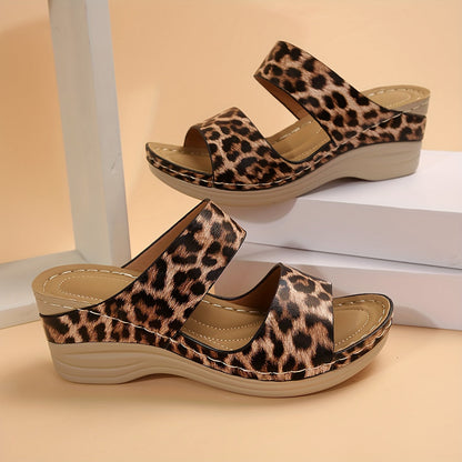 Animal Print High Heel Slide Sandals