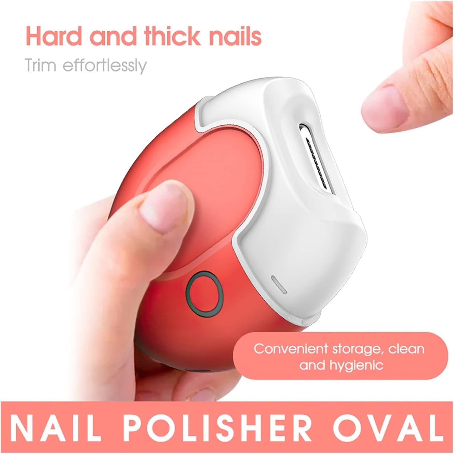 Electric nail clipper with sleek design, safe hidden blade, dual-speed modes for all ages, perfect for effortless grooming.
