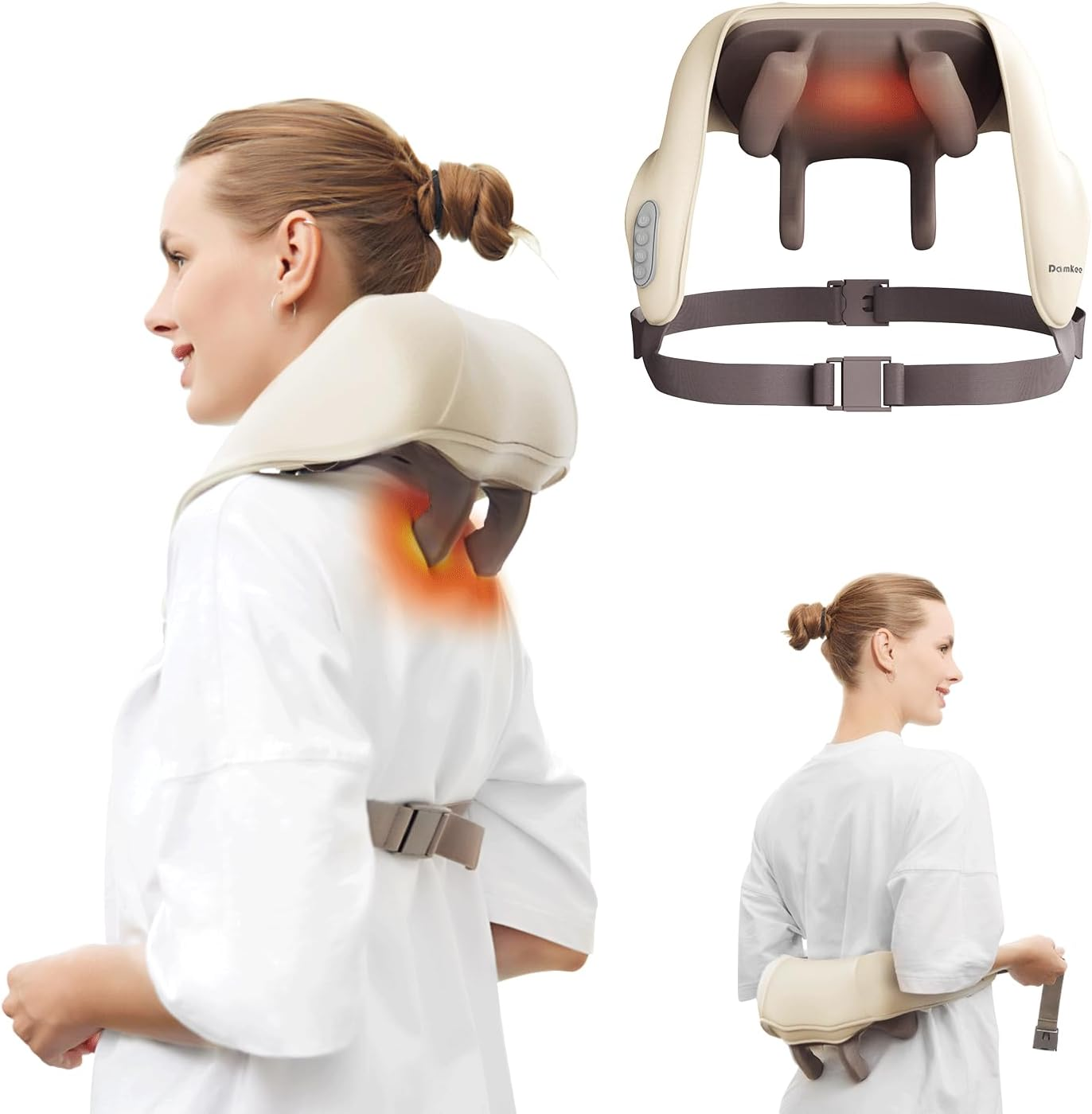 Portable Heated Massage Pillow for Back Pain Relief - Luxivelle