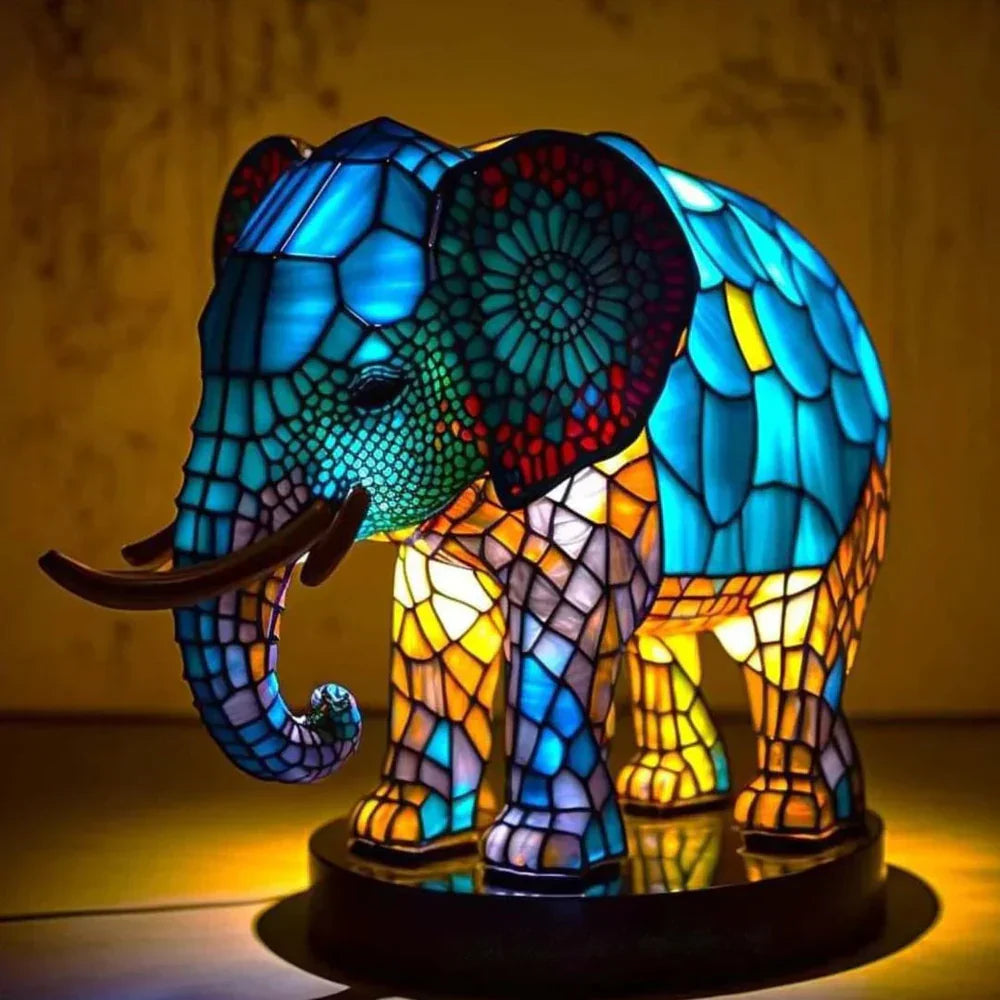 Colorful Animal Design Glass Table Light Fixture