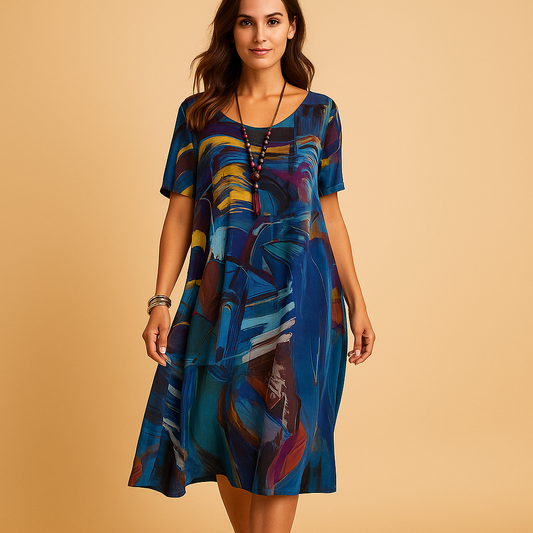 Beautiful Printed Knee Length Women Dress Aurora - Luxivelle